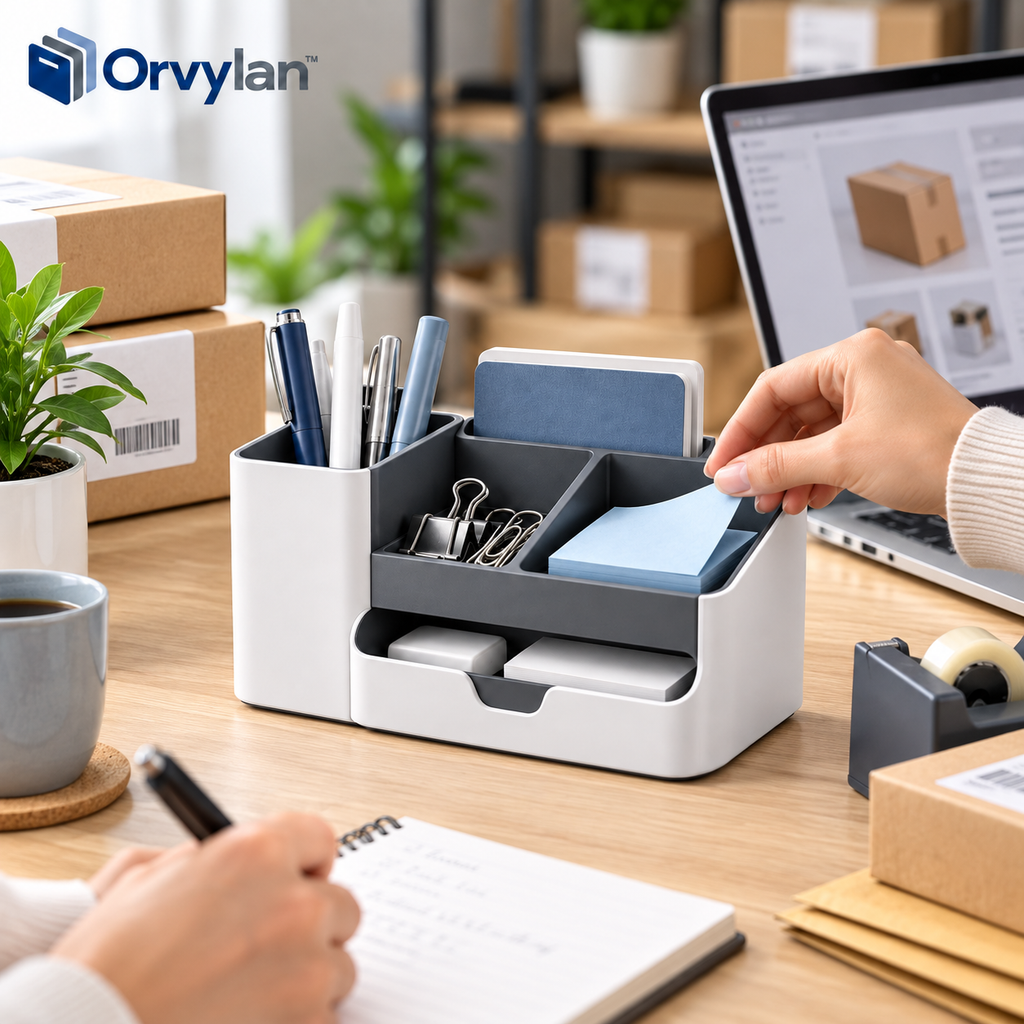 Orvylan™ Multi-Compartment Desk Organizer with Drawer
