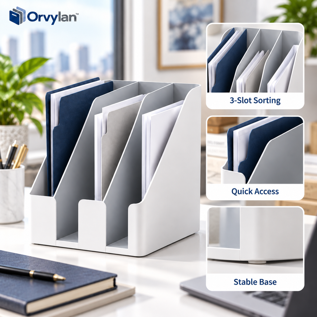 Orvylan™ 3-Slot Vertical File Organizer