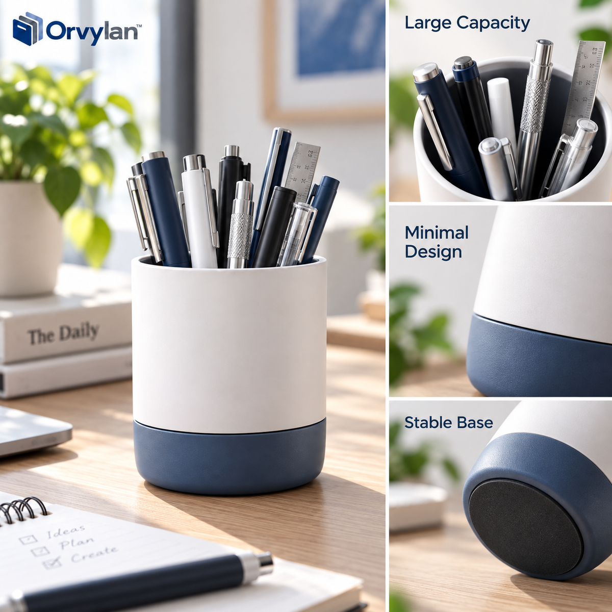 Orvylan™ Modern Desktop Pen & Tool Holder feature detail