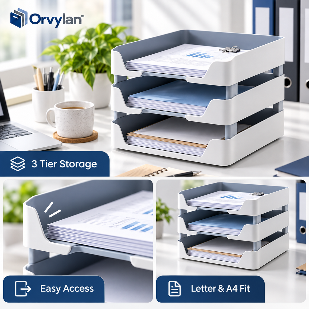 Orvylan™ 3-Tier Stackable Document Tray