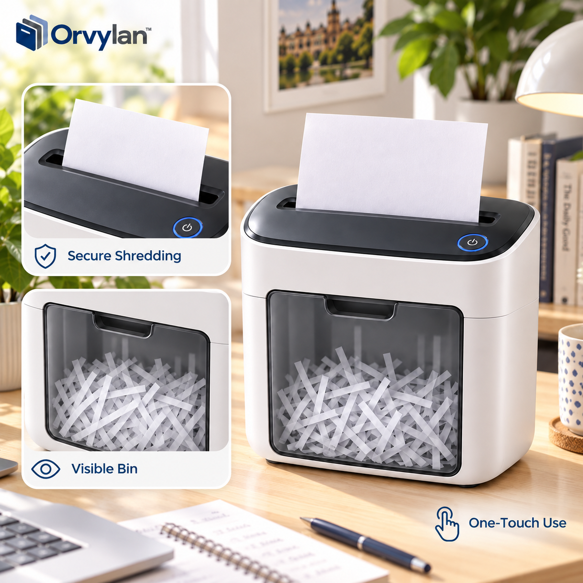 Orvylan™ Compact Desktop Paper Shredder