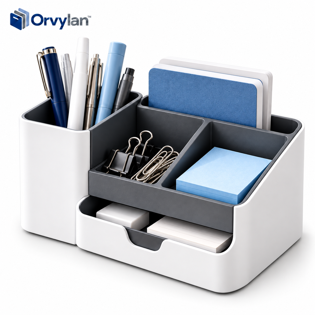 Orvylan™ Multi-Compartment Desk Organizer with Drawer