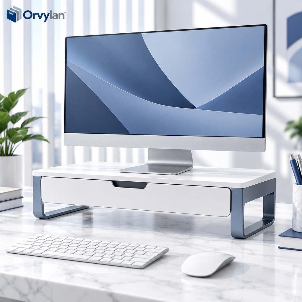 Orvylan™ Monitor Riser with Storage Drawer