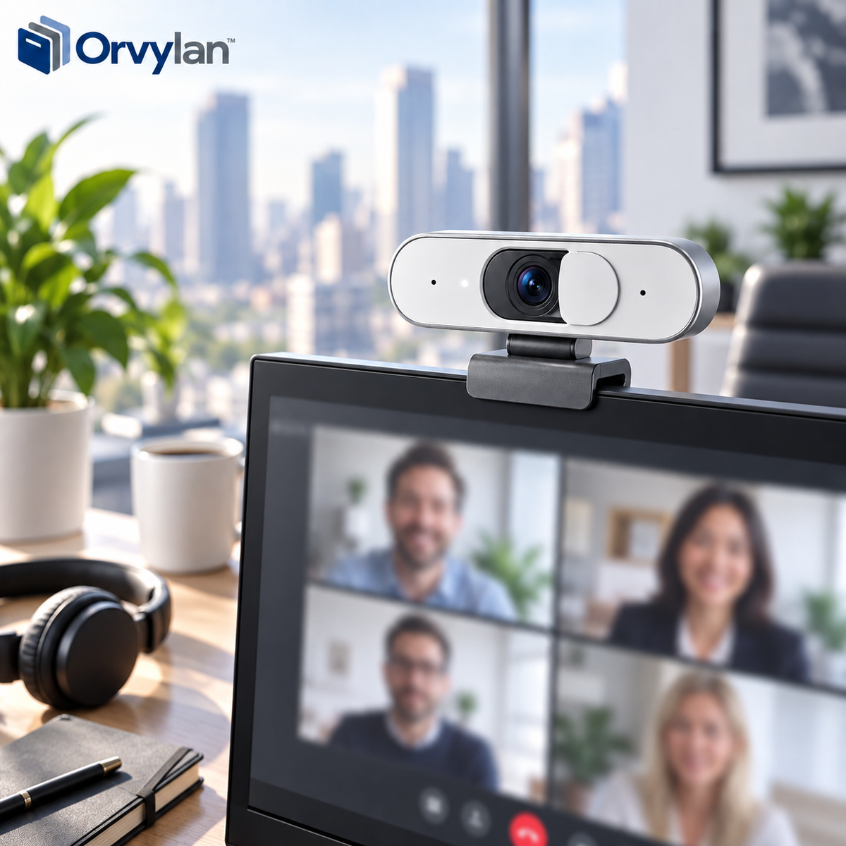 Orvylan™ HD Webcam with Privacy Shutter