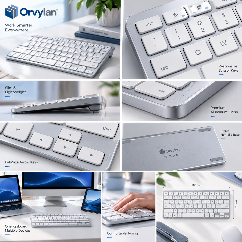 Orvylan™ Slim Wireless Office Keyboard