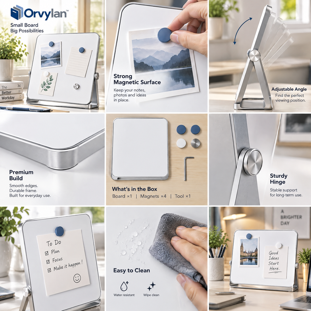 Orvylan™ Magnetic Desktop Memo Board