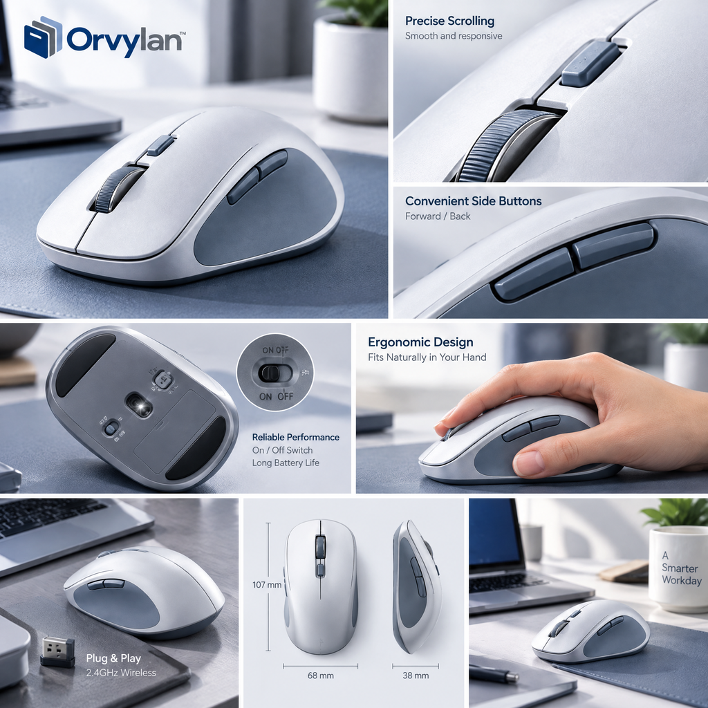 Orvylan™ Ergonomic Wireless Mouse